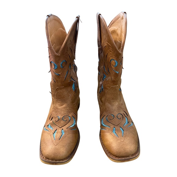 Blue Glitter Blaze Girls Roper Boots - Picture 1 of 8